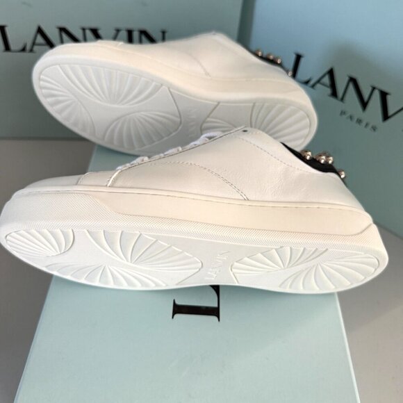 Lanvin Women's DDB0 White Leather Sneakers with Studs Size 36-40 - Picture 8 of 15